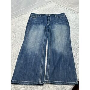 INC Denim Petite Fit Bootleg Jeans 16WP Blue 28"‎ Inseam Womens Distressed